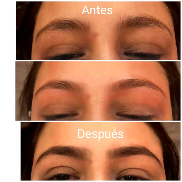 Comparación de las cejas antes y después del arreglo