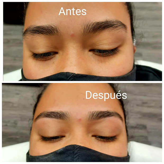 Las cejas antes y después, vistas de frente